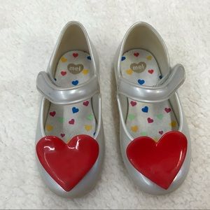Mel Mini Melissa 8 heart silver jelly Mary Jane